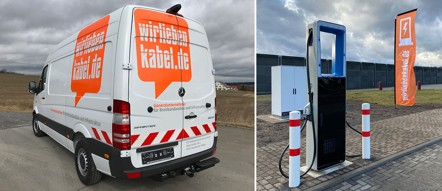 Fahrzeugbeschriftung und Fahne